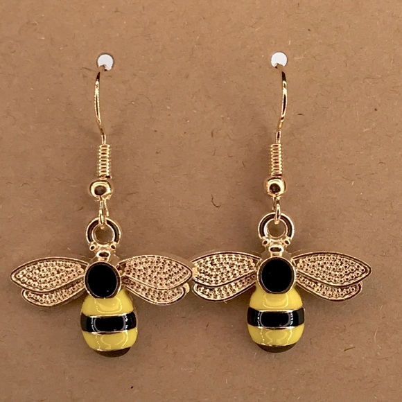 Jewelry - Gold and Yellow Bee Earrings